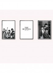 Pack Of 3 The Beatles Icon Printed Posters With Frame Black/White/Grey 3x (50x40)cm