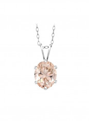 925 Sterling Silver 0.65 Ct Morganite Studded Pendant Necklace