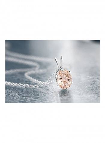 925 Sterling Silver 0.65 Ct Morganite Studded Pendant Necklace