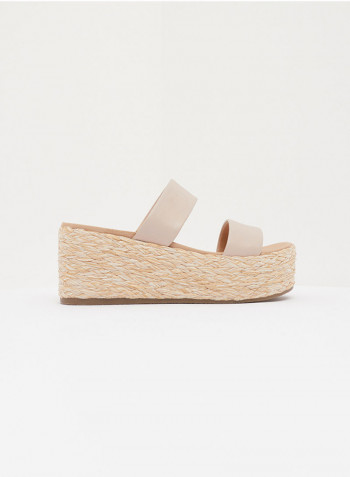 Jolted Leather Slip On Wedge Taupe/Brown