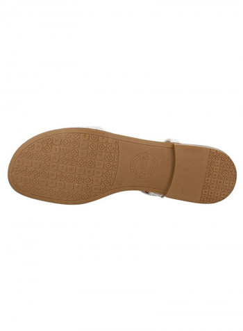 Open Toe Flat Sandals White