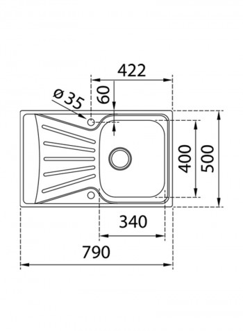 Starbright 45 E-Xn 1B 1D Inset Reversible1 Bowl 1 Drainer Sink With Matt Finish Stainless Steel 790x500x160mmmm