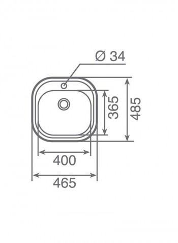 Stylo 1B Inset Stainless Steel Sink One Bowl Stainless Steel 465x485x165mmmm