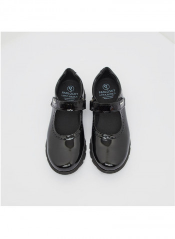 Girls Velcro Closure School Shoes Black