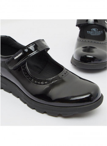 Girls Velcro Closure School Shoes Black