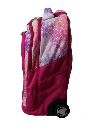 3-Piece Kids School Trolley Backpack Set Fits 20 Inches Pink/Purple/Red