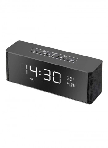 Bluetooth Speaker With Alarm Clock Black