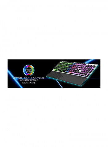 RGB Wired Gaming Keyboard With Palm Rest Black/Blue/Pink