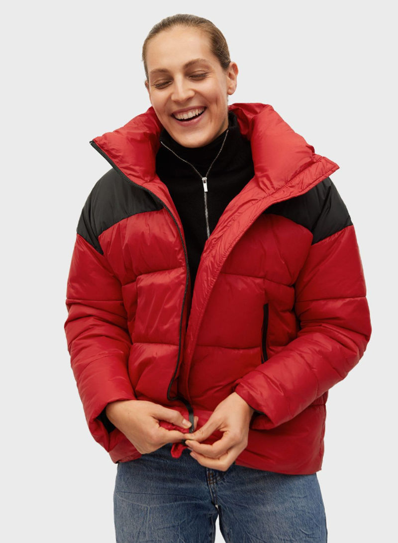 Colorblock Puffer Jacket Red/Black