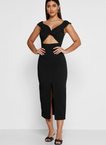 Front Split Cut Out Dress Black