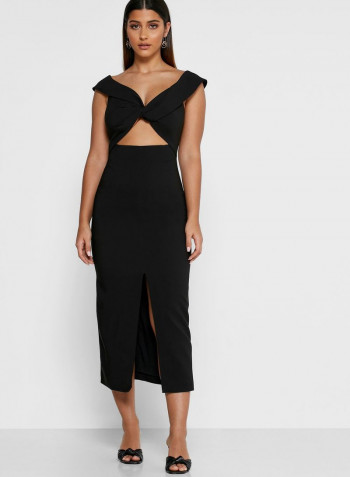 Front Split Cut Out Dress Black
