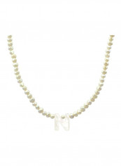 18 Karat Gold With Letter N Strand Pearl Necklace