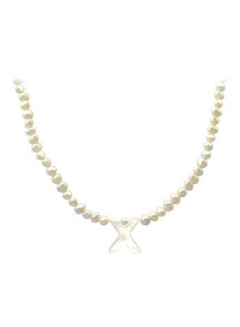 18K White Pearls Strand Letter X Necklace