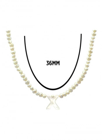 18K White Pearls Strand Letter X Necklace