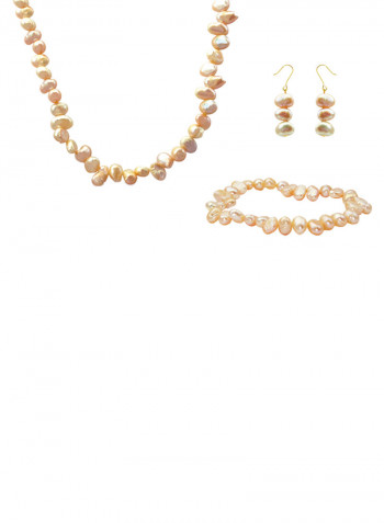 10 Karat Gold With Pearls Jewellery Set