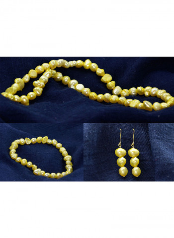 10 Karat Gold With Pearls Jewellery Set