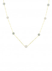 18 Karat Solid Yellow Gold With 5-6 mm Crystal Balls And Pearls Chain Necklace reviews 18 Karat Solid Yellow Gold With 5-6 mm Crystal Balls And Pearls Chain Necklace