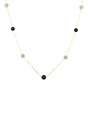 18 Karat Solid Yellow Gold With 5-6 mm Crystal Balls And Pearls Chain Necklace reviews 18 Karat Solid Yellow Gold With 5-6 mm Crystal Balls And Pearls Chain Necklace