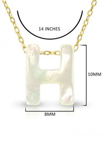 18 Karat Gold H Letter Mother Of Pearl Pendant Necklace