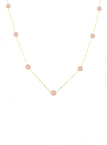 18 Karat Solid Gold 5-7 mm Gradual Built In Pearls Chain Necklace