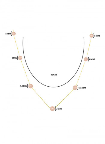 18 Karat Solid Gold 5-7 mm Gradual Built In Pearls Chain Necklace