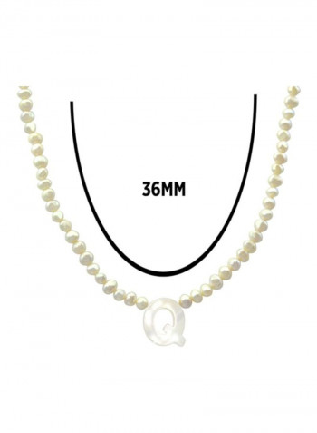 18 Karat Gold Pearls Strand Letter Q Necklace