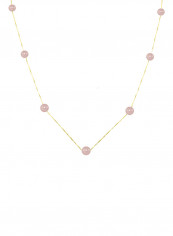 18 Karat Solid Gold 5-7 mm Gradual Built In Pearls Chain Necklace