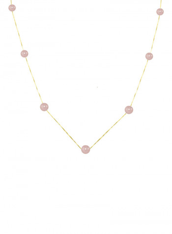 18 Karat Solid Gold 5-7 mm Gradual Built In Pearls Chain Necklace