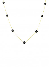 18 Karat Solid Gold 5-7 mm Gradual Built In Pearls Chain Necklace