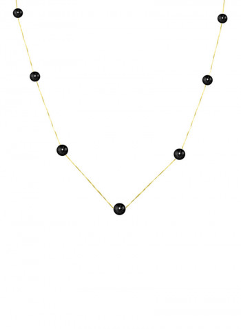 18 Karat Solid Gold 5-7 mm Gradual Built In Pearls Chain Necklace