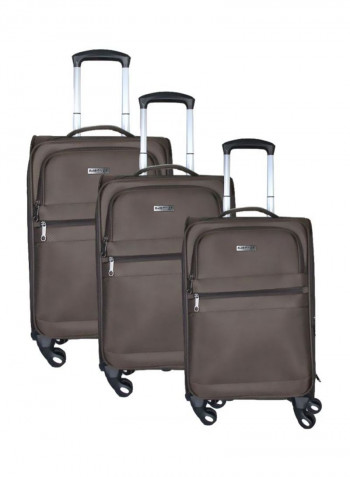 3-Piece Lightweight Trolley Bag Set Coffee