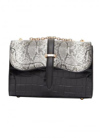 Elbrus Flap Over Crossbody Bag Black Snake