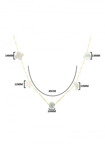 18 Karat Gold Mother Of Pearl And Crystal Ball Chain Necklace