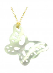 18 Karat Gold Mother Of Pearl Butterfly Necklace
