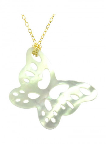 18 Karat Gold Mother Of Pearl Butterfly Necklace