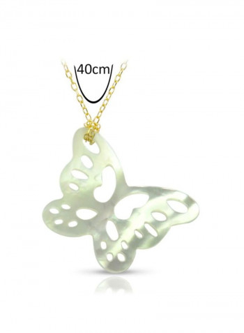 18 Karat Gold Mother Of Pearl Butterfly Necklace