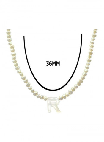 18 Karat Gold Pearls Strand Letter R Necklace