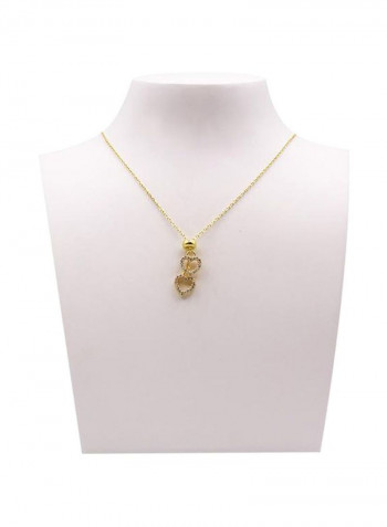 14 Karat Gold Plated Double Heart Pendant Necklace