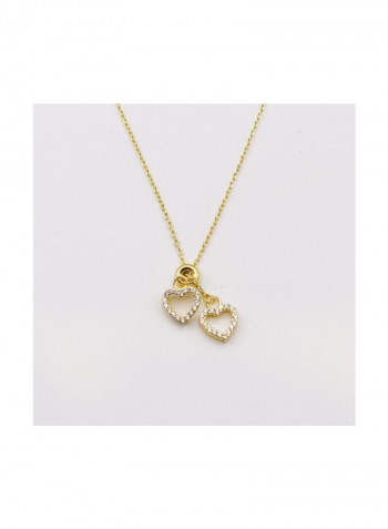 14 Karat Gold Plated Double Heart Pendant Necklace