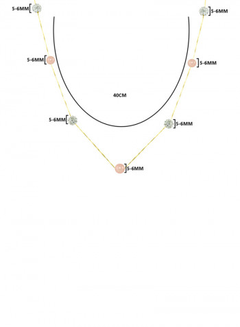 18 Karat Solid Yellow Gold With 5-6 mm Crystal Balls And Pearls Chain Necklace