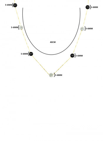 18 Karat Solid Yellow Gold With 5-6 mm Pearls And Crystal Balls Chain Necklace