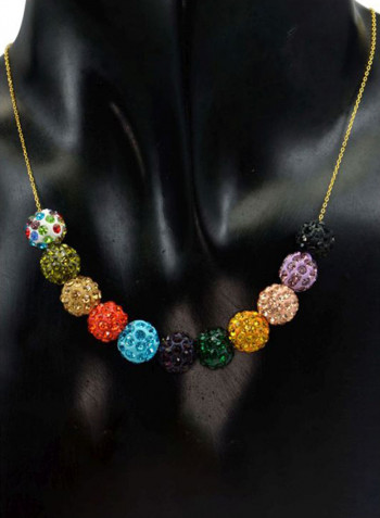 18K Gold Crystal Balls Chain Necklace