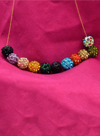 18K Gold Crystal Balls Chain Necklace