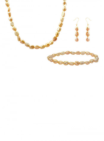 10 Karat Gold With Pearls Jewellery Set