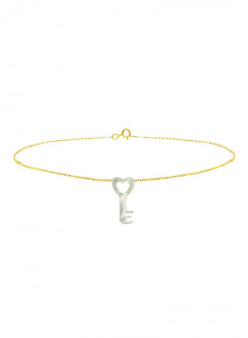 18 Karat Gold Key Design Mother Of Pearl Chain Bracelet