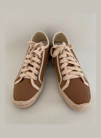 Lace-Up Low Top Sneakers Khaki