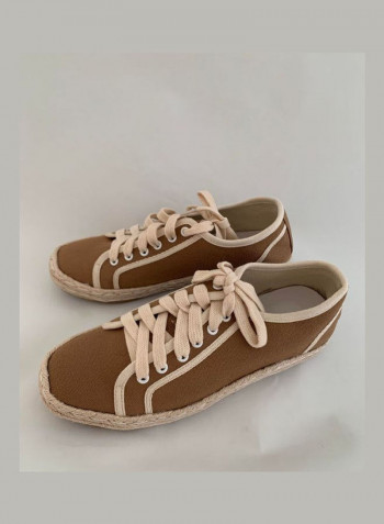 Lace-Up Low Top Sneakers Khaki