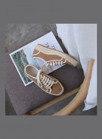 Lace-Up Low Top Sneakers Khaki