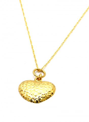18 Karat Gold Textured Heart Pendant Necklace
