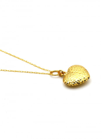 18 Karat Gold Textured Heart Pendant Necklace
